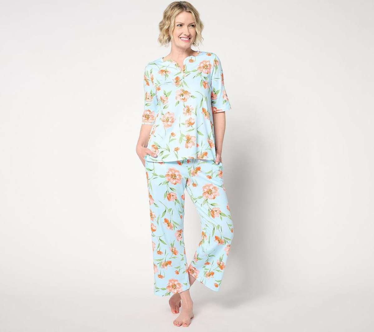 Carole Hochman full Sleeve Top and Wide Leg Crop Pant Sleep