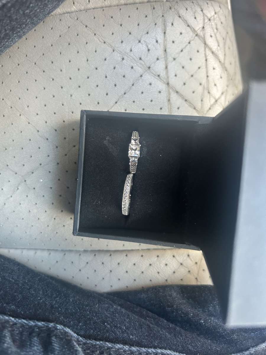 PrincessCut White LabCreated Sapphire Three Stone VintageSty