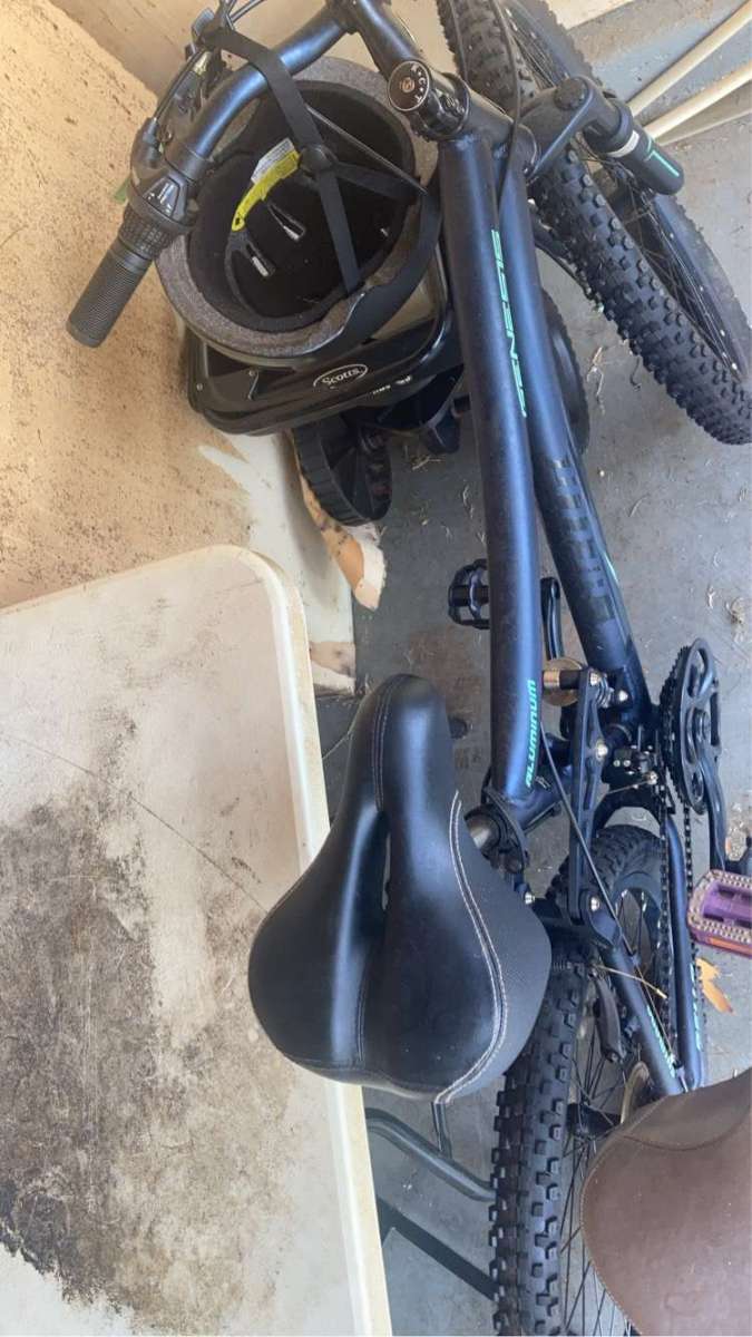 Black bike and black helmet