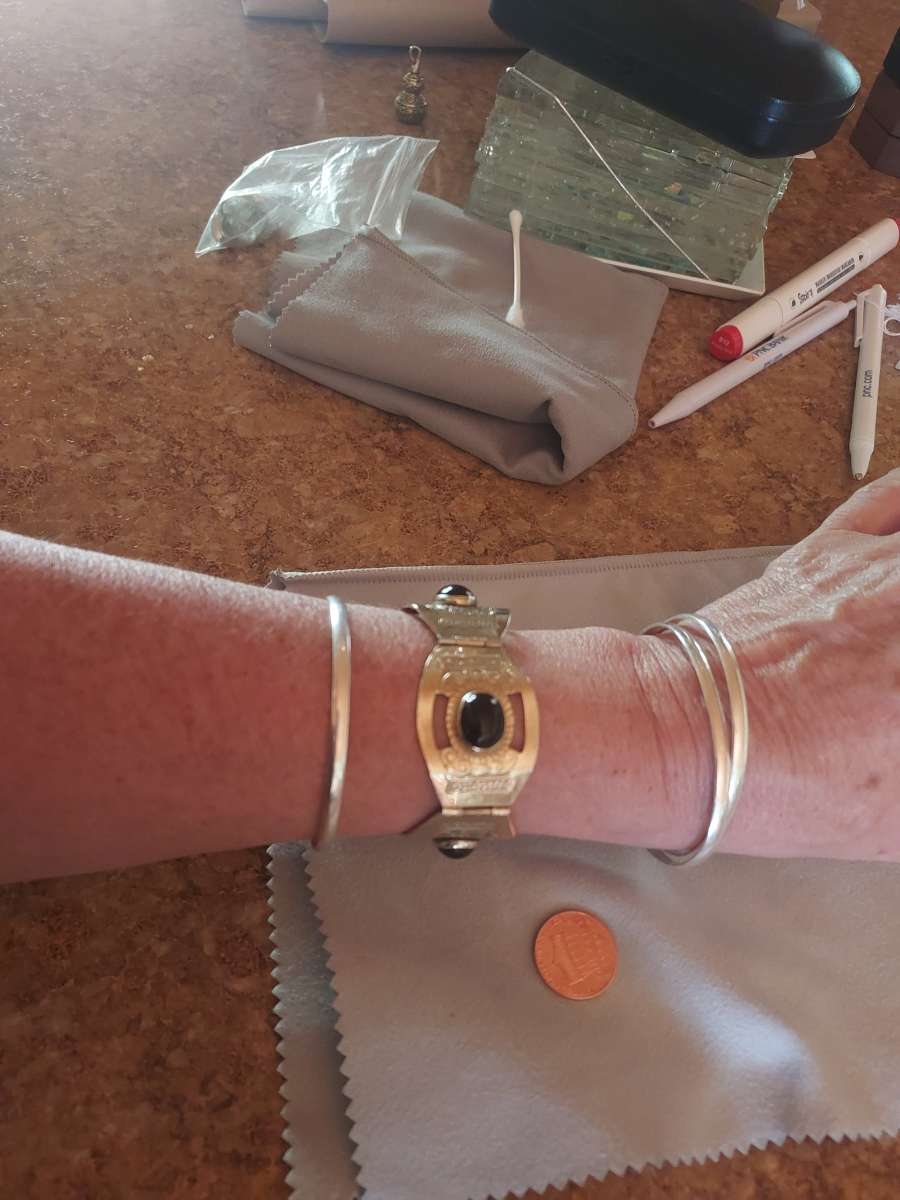 stamped onyx panel bracelet