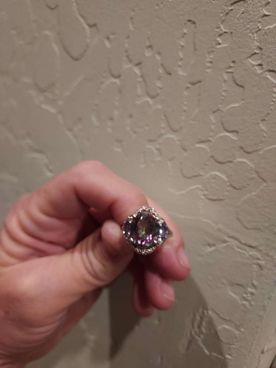 Tanzanite accented mystic topaz 925 silver ring