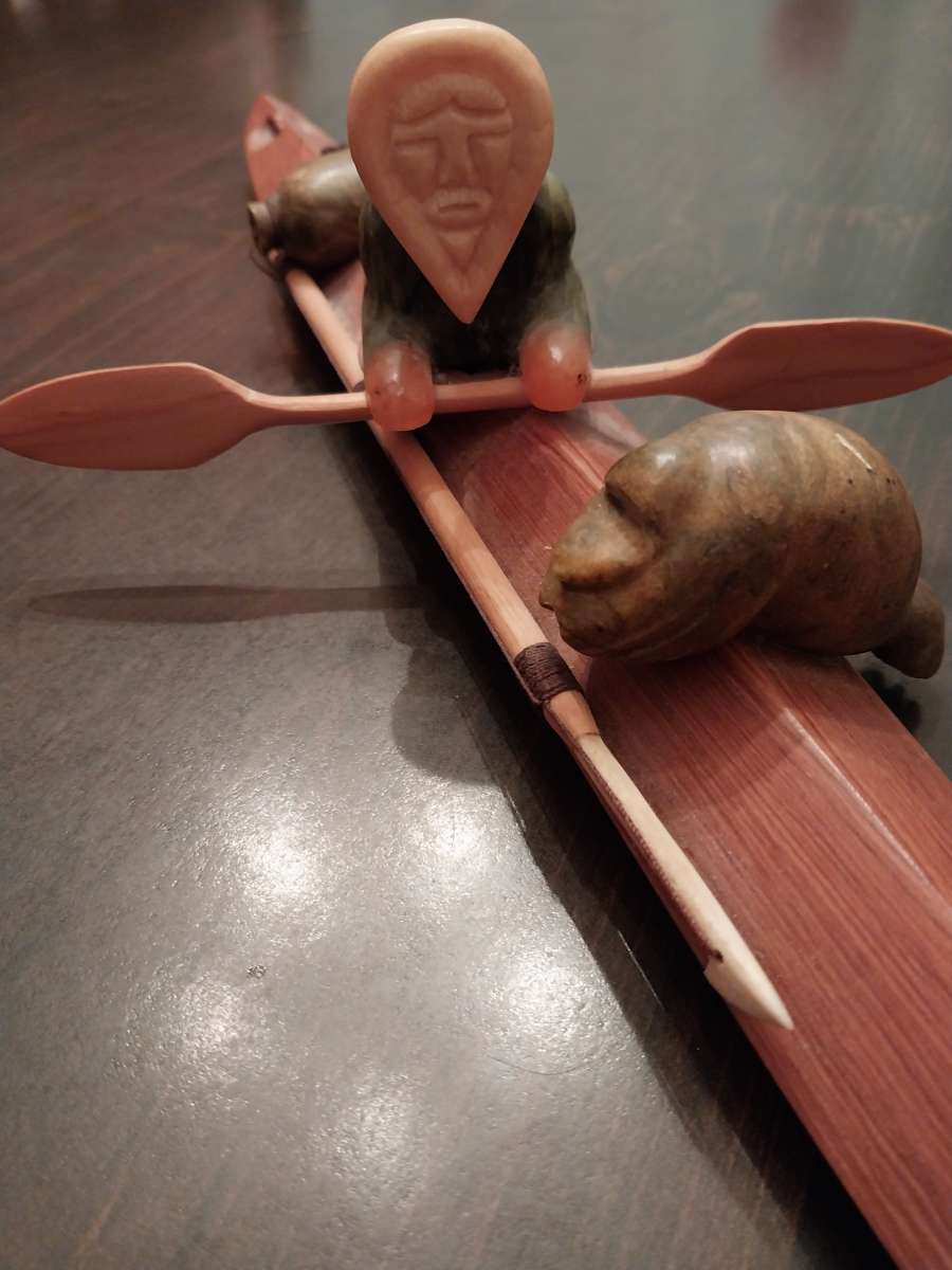 Native Alaskan Artist Carving Stone Wood Robert Johnson