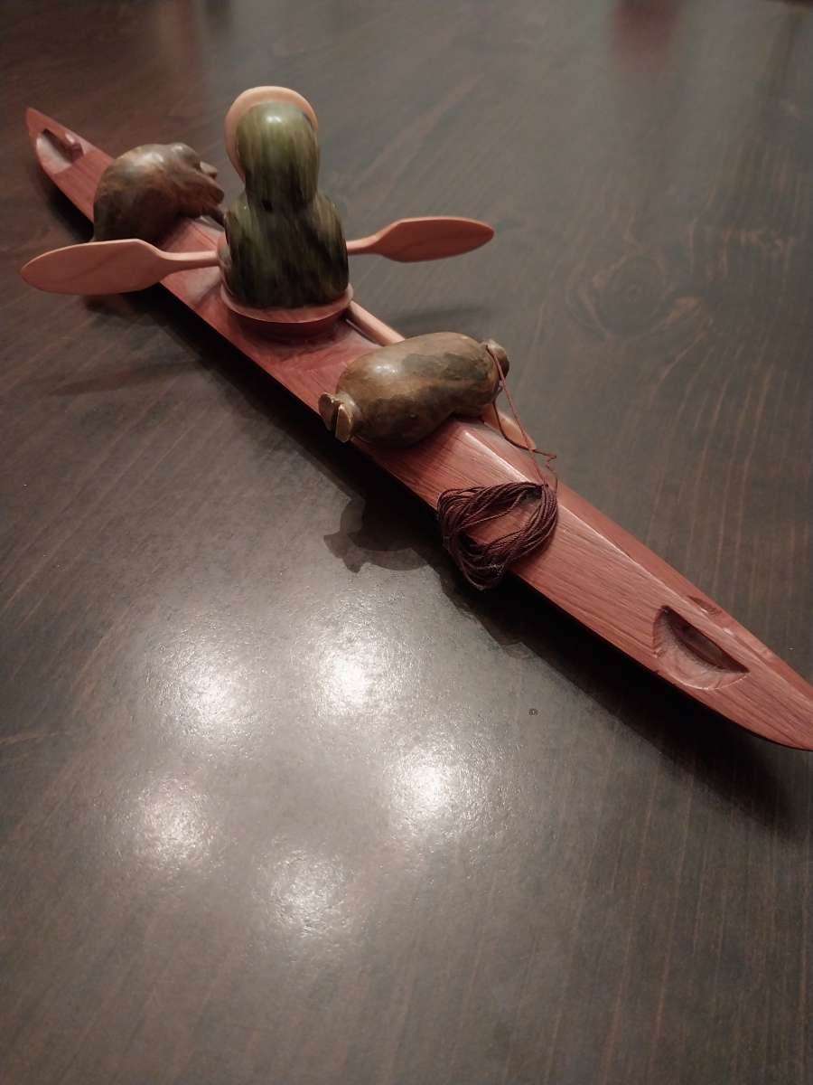 Native Alaskan Artist Carving Stone Wood Robert Johnson