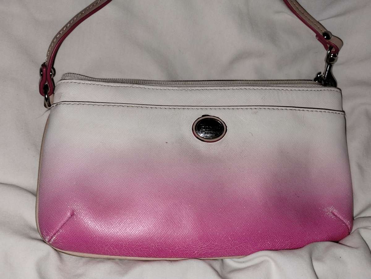 Pink and white COACH Peyton Ombre wristlet