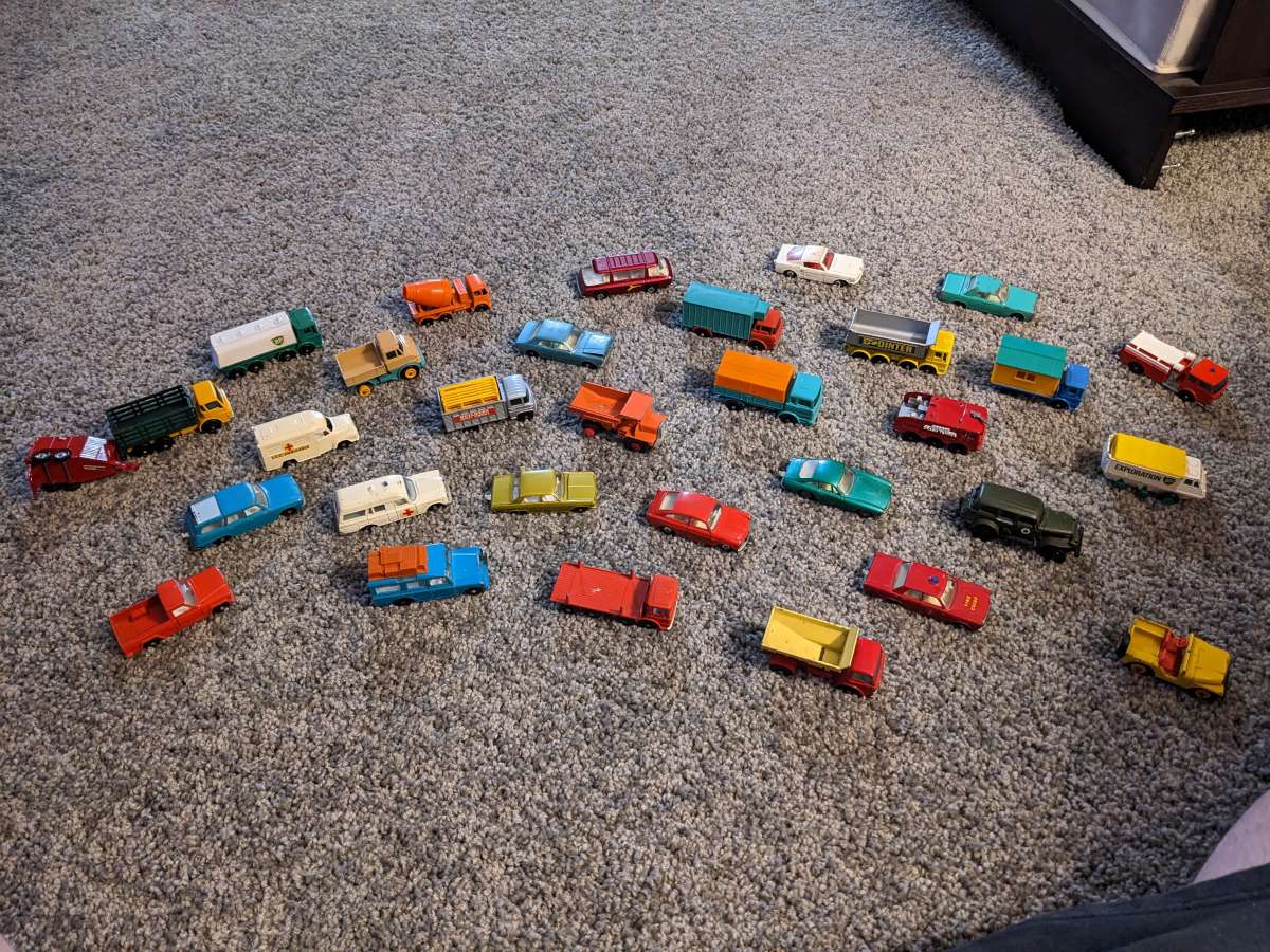 vintage Matchbox Cars by Lesney with Travel Case