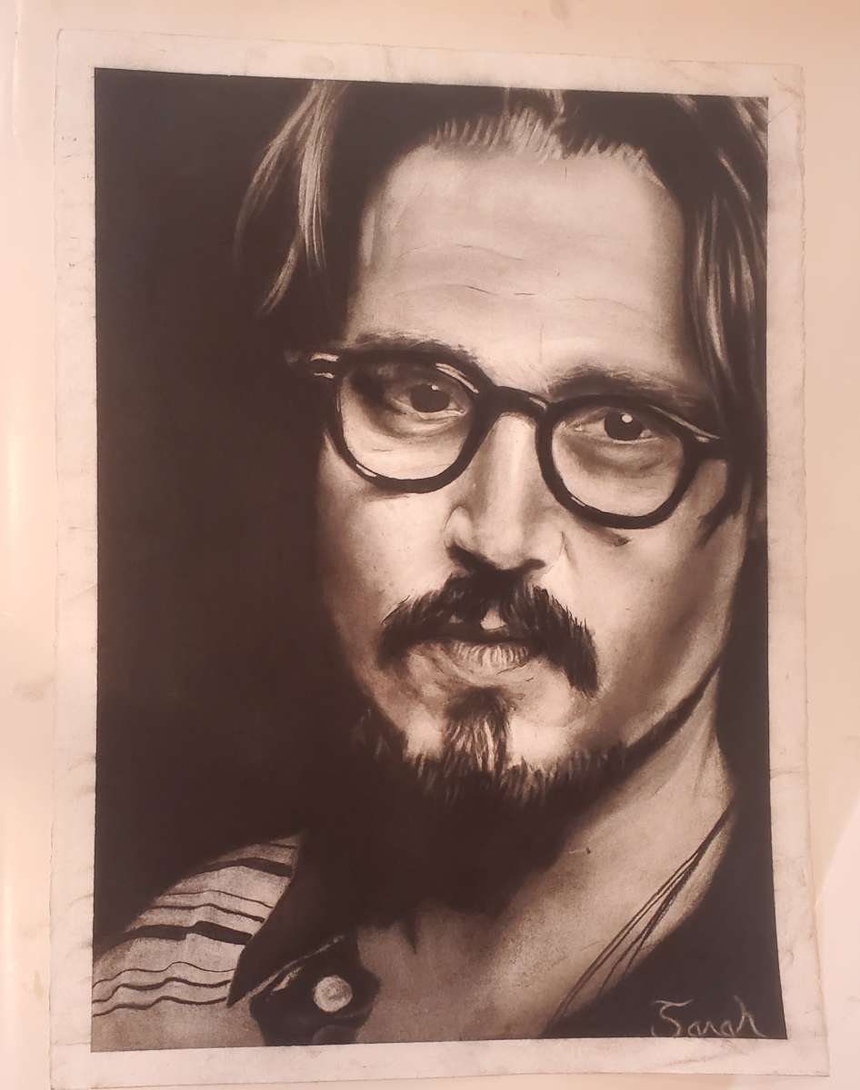 Large 30x22 Signed Charcoal Johnny Depp Art Drawing