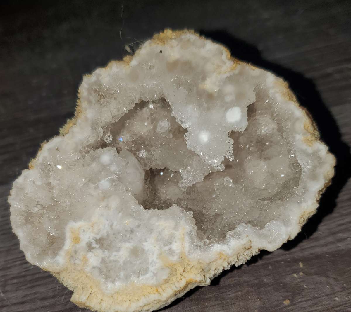 sparkling clear quartz geode