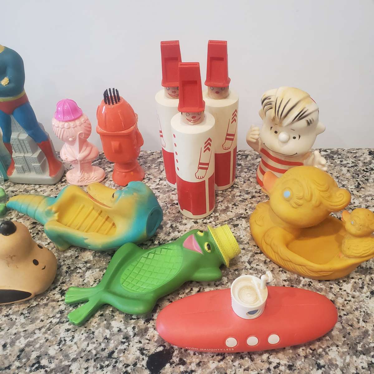 13 Vintage Avon Floating Soap Dish and Bubble Bath Bottles
