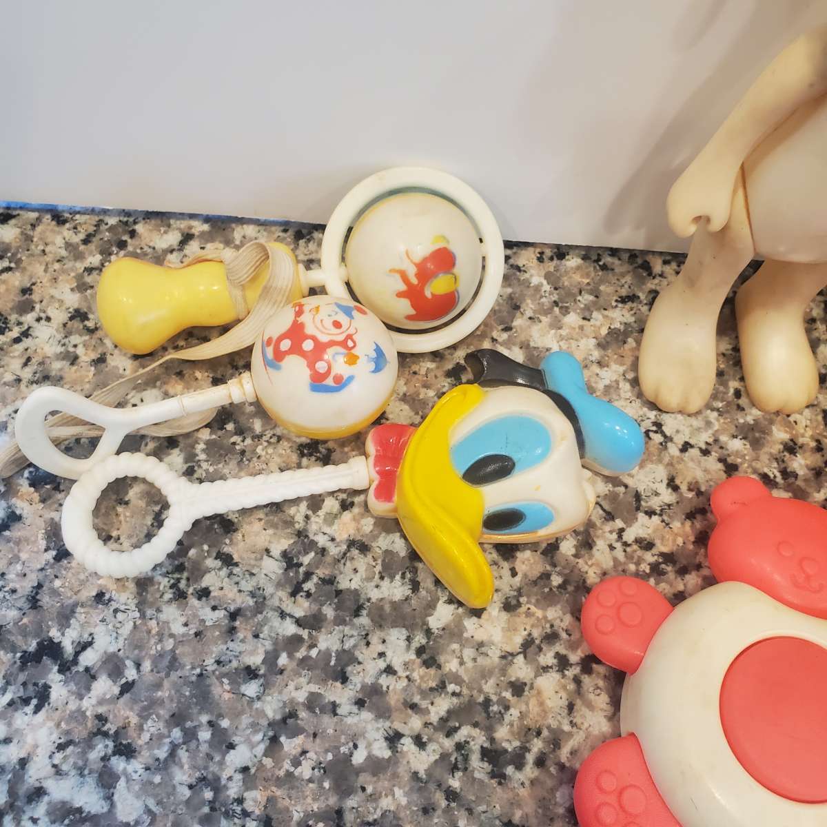 9 Piece Vintage Toys rattles snoopy peanuts mickey mouse Don