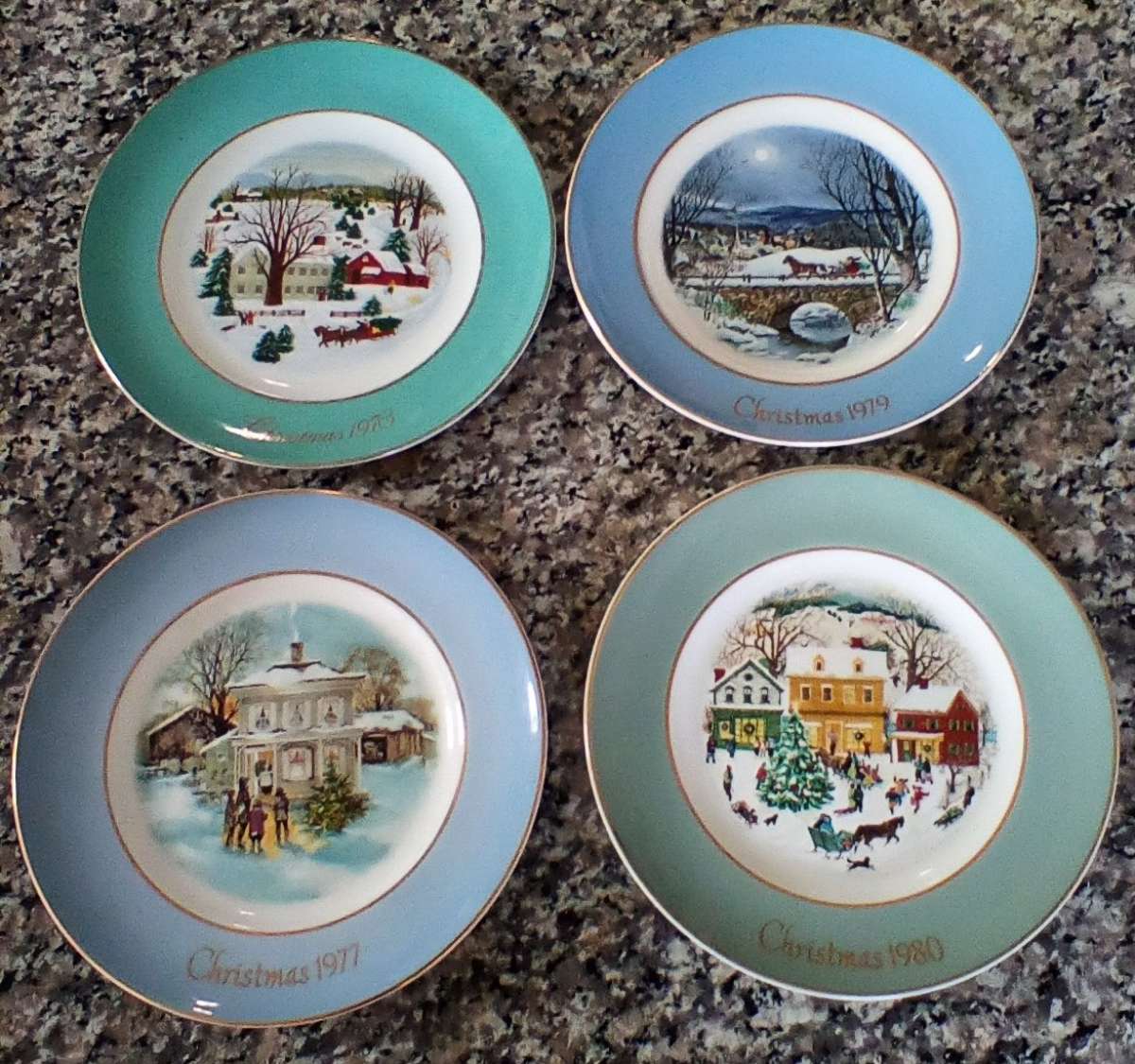 4 Avon Christmas Plates from 70s 80s