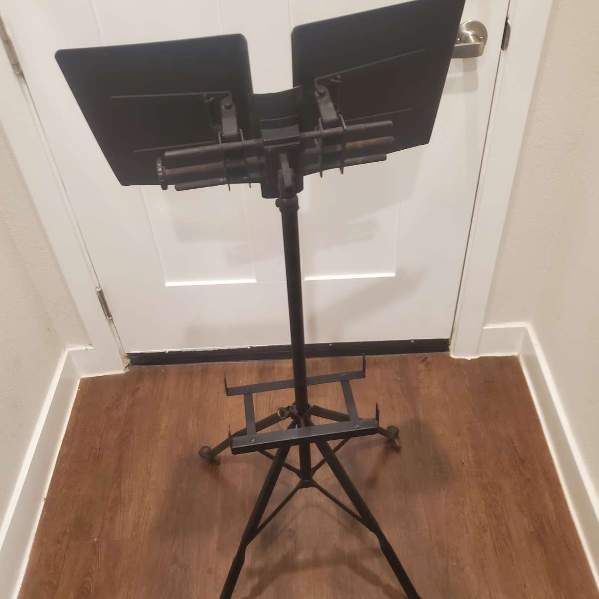 Vintage Cast Iron Dual Music Book stand w wheels
