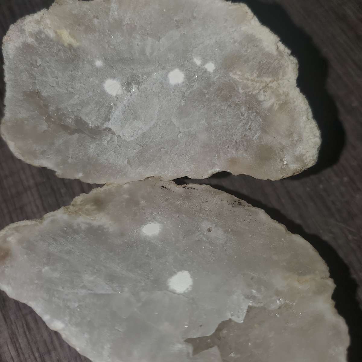 2 white quartz with crystal pockets