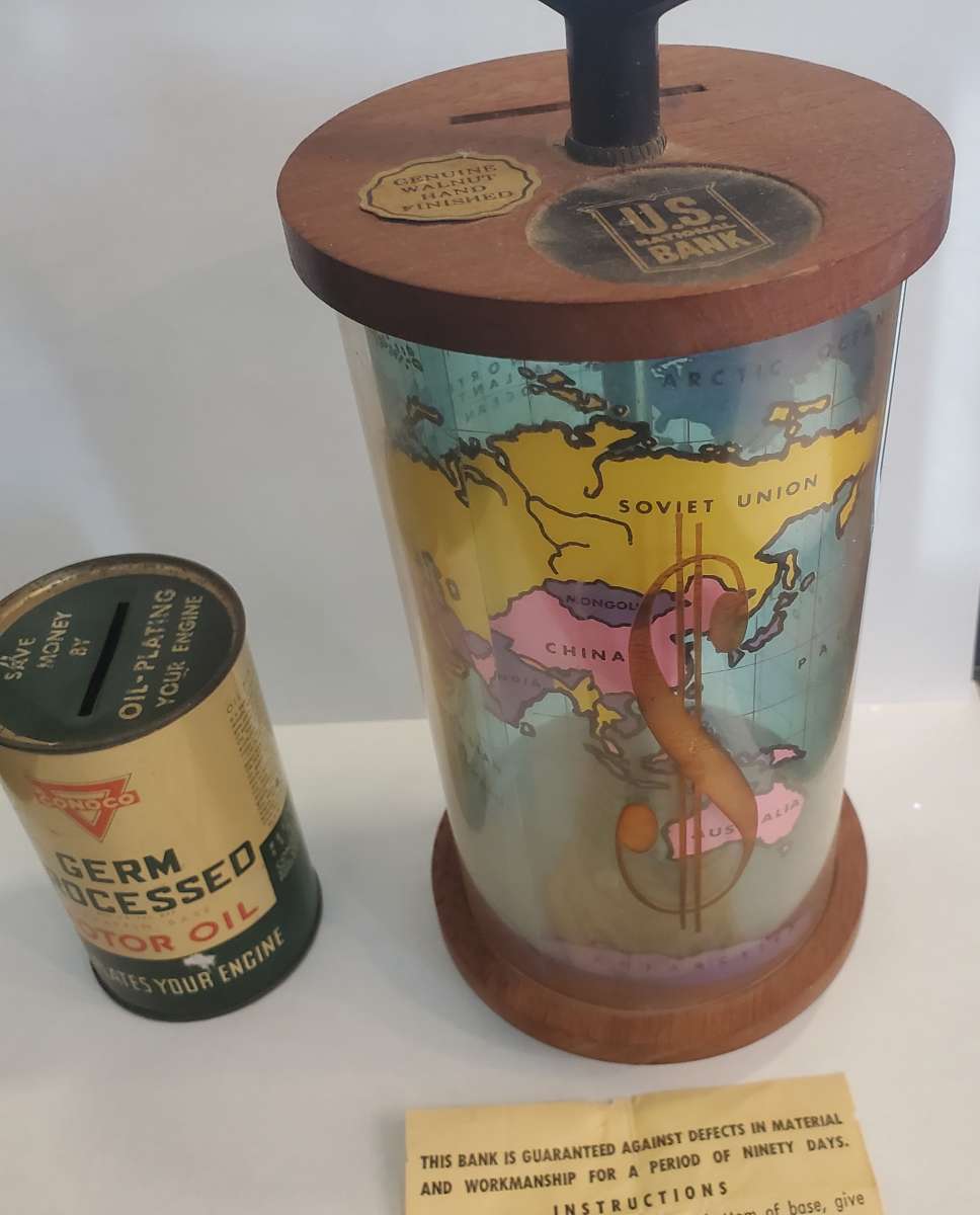 2 Vintage Coin Penny Banks