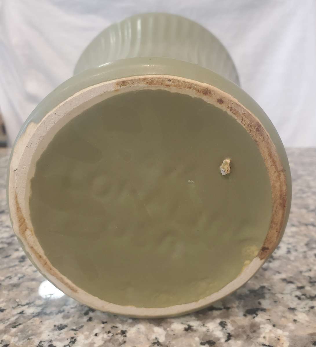 Vintage Green Floraline McCoy Footed Vase