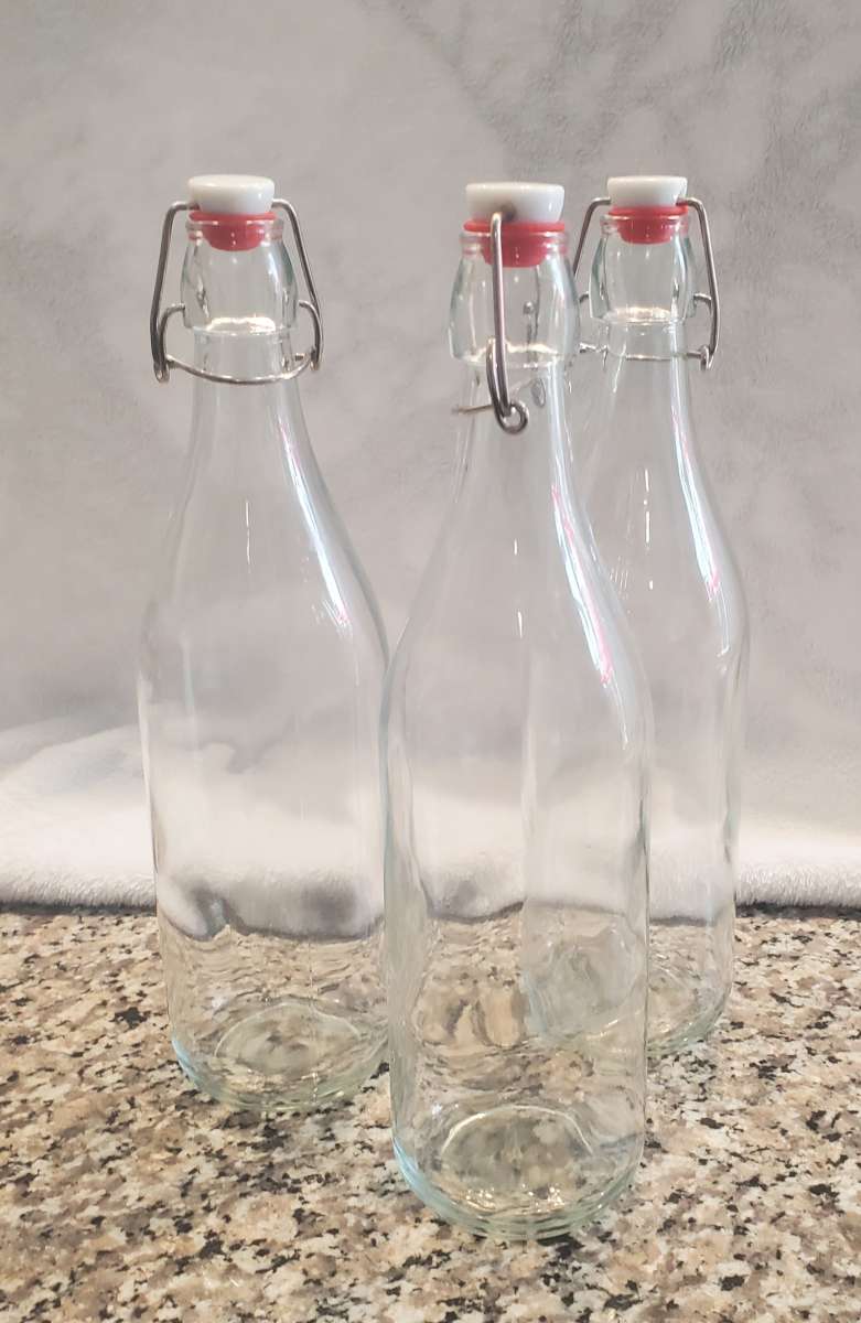 3 Flip Top Glass Bottle 1 Liter  33 fl oz