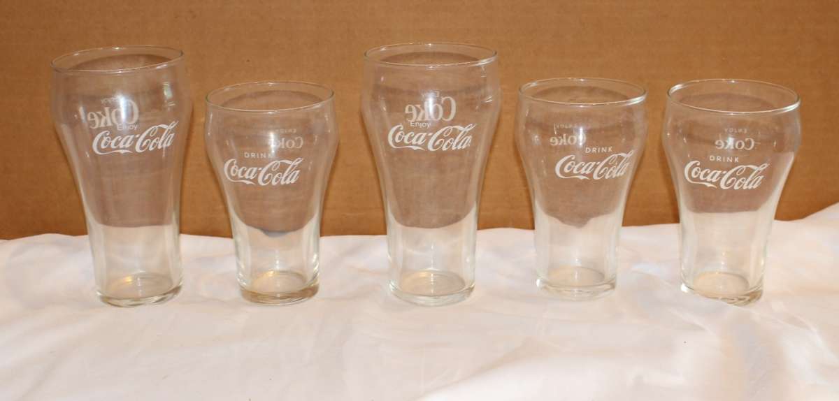 5 Vintage Coca Cola Coke glasses