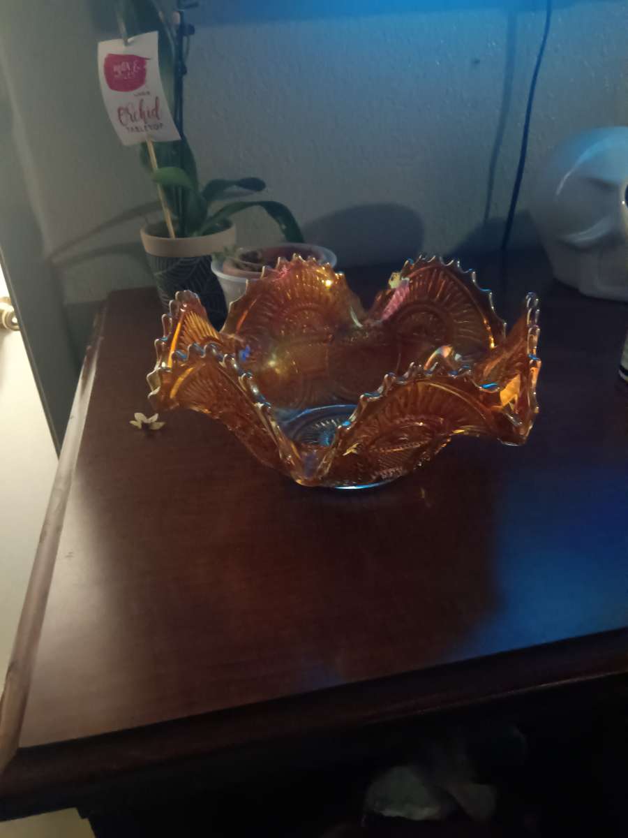 Vintage Marigold Orange Carnival Bowl
