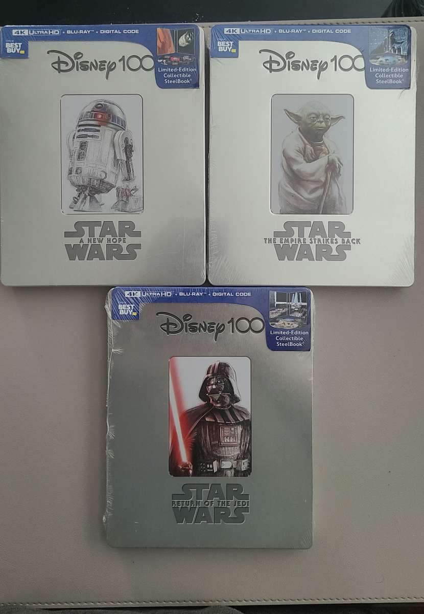 Star Wars Disney 100 Limited Edition Trilogy Steelbooks