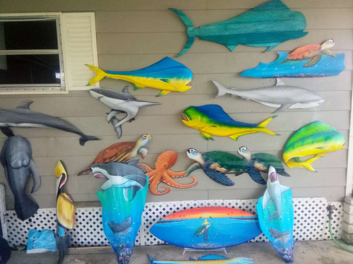 Painted fronds on display today