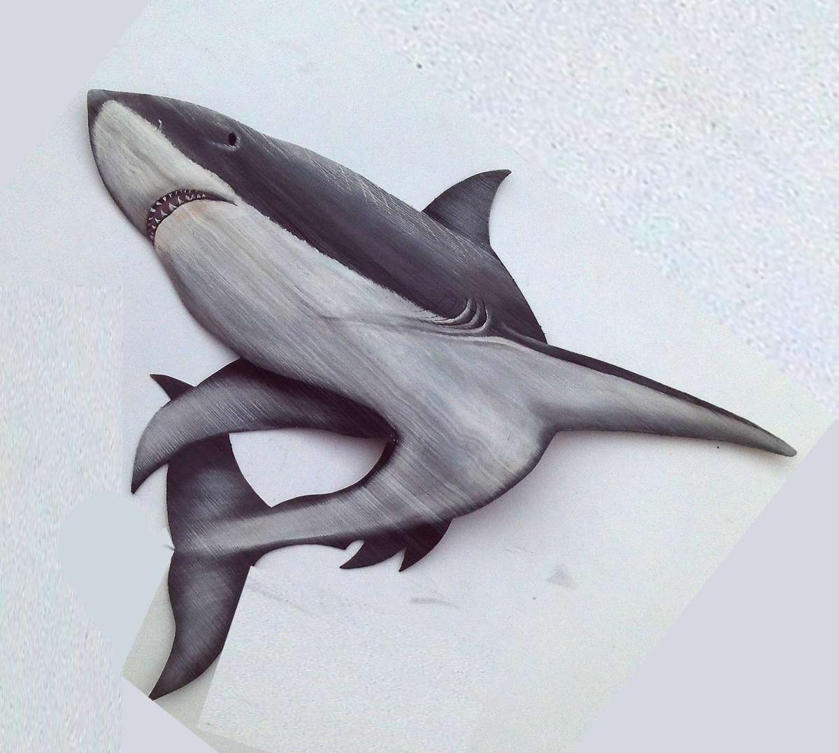 Great White Shark hand carved from palm frond