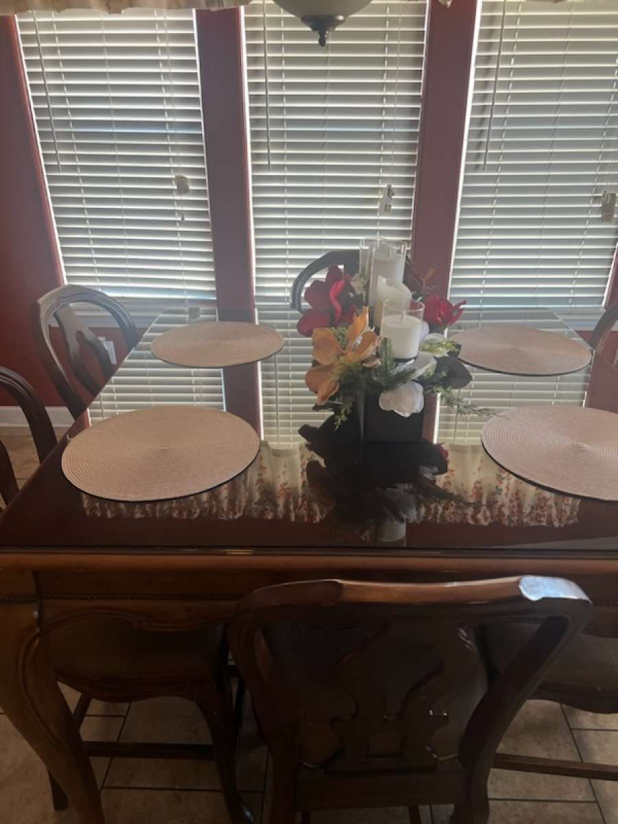 dinner table with buffet cabinet