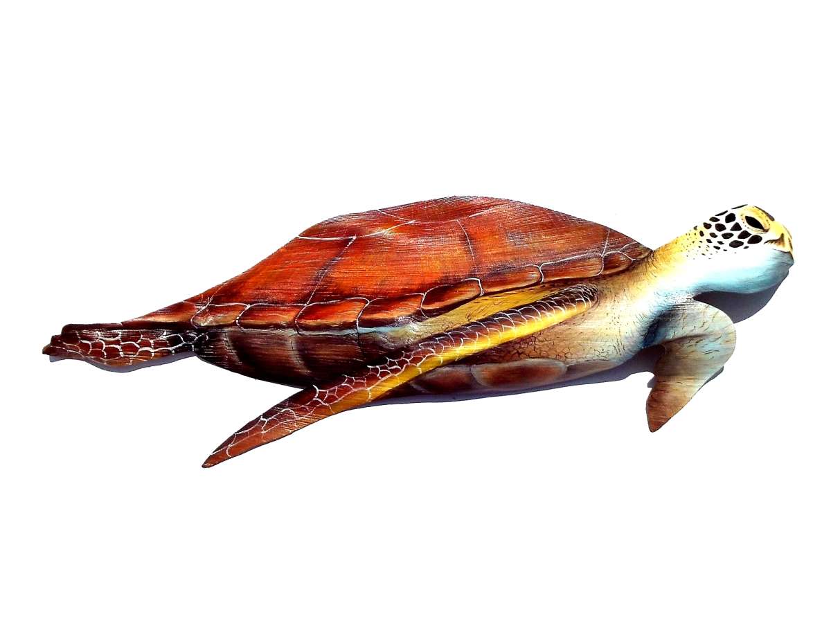 Hawksbill Sea Turtle hand carved palm frond