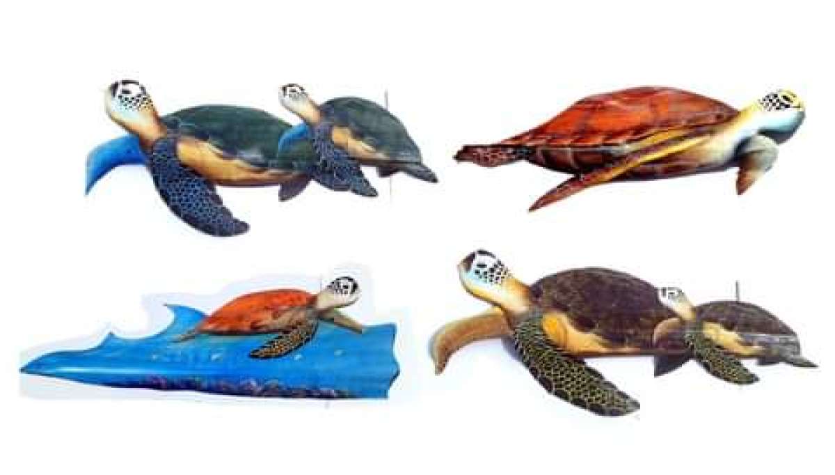 Sea Turtles hand painted palm tree frond art