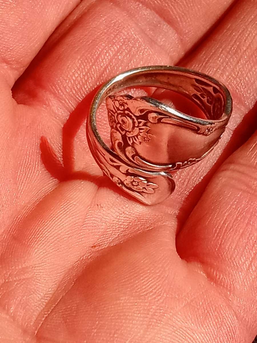 sterling silver plated spoon ring WMA Rodgers Oneida LMT