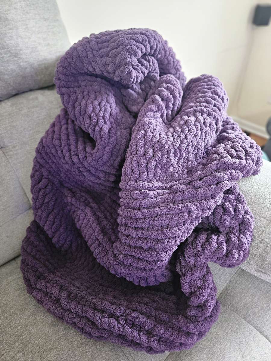 Large Knit Purple Blanket