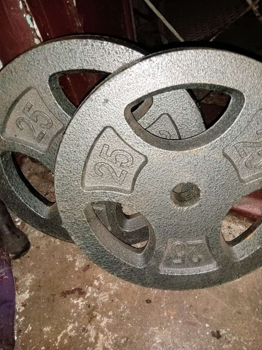 two standard 25 lb weight plates