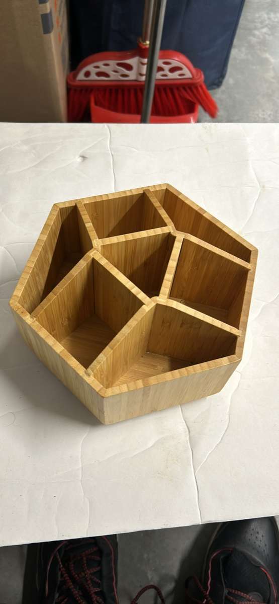 Desktop Storage Box Bamboo And Wood Storage box turns 360Gre