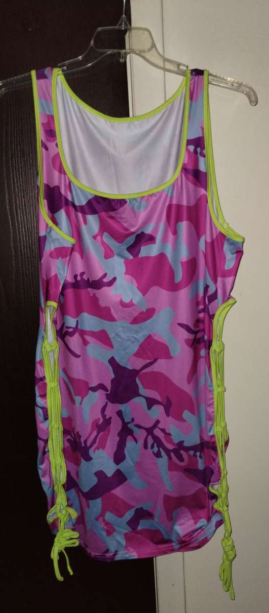 Plus size 4X Camoflauge sexy tie up mini tank dress