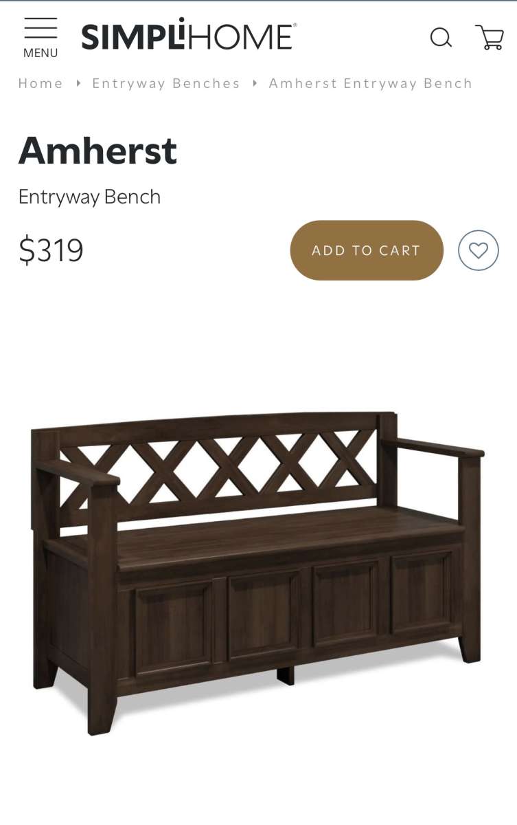 Amherst Entryway WoodStorage Bench