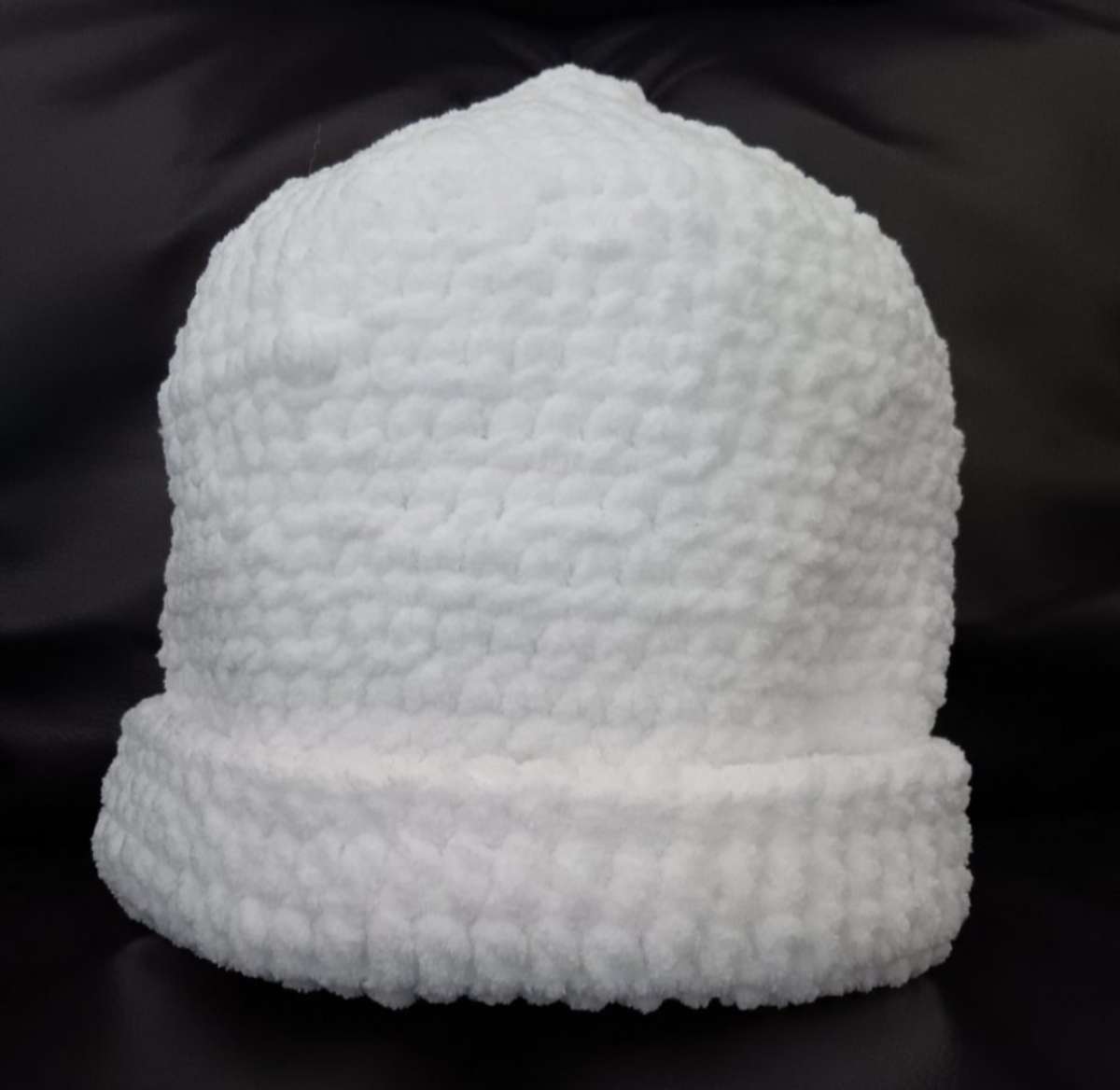 White Crochet Adult Beanie