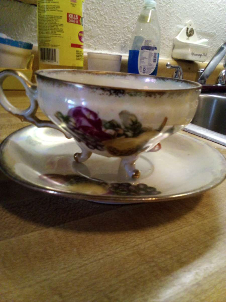 old cups and saucers all I good shape deer isnt old 7dollars