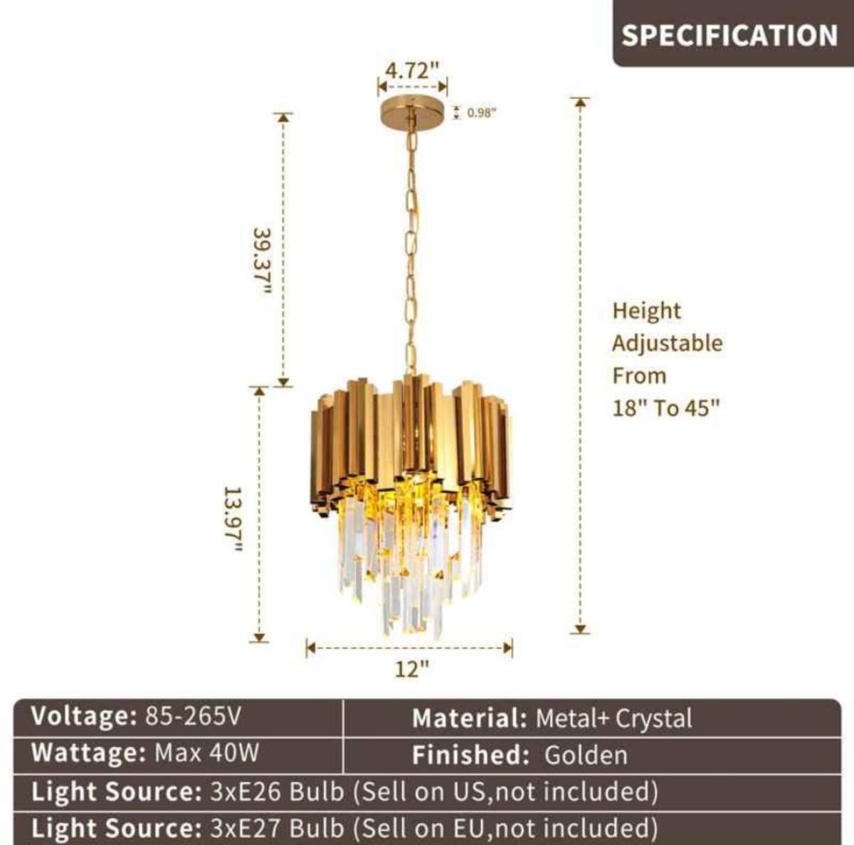 Light Dimmable Drum Chandelier 1x