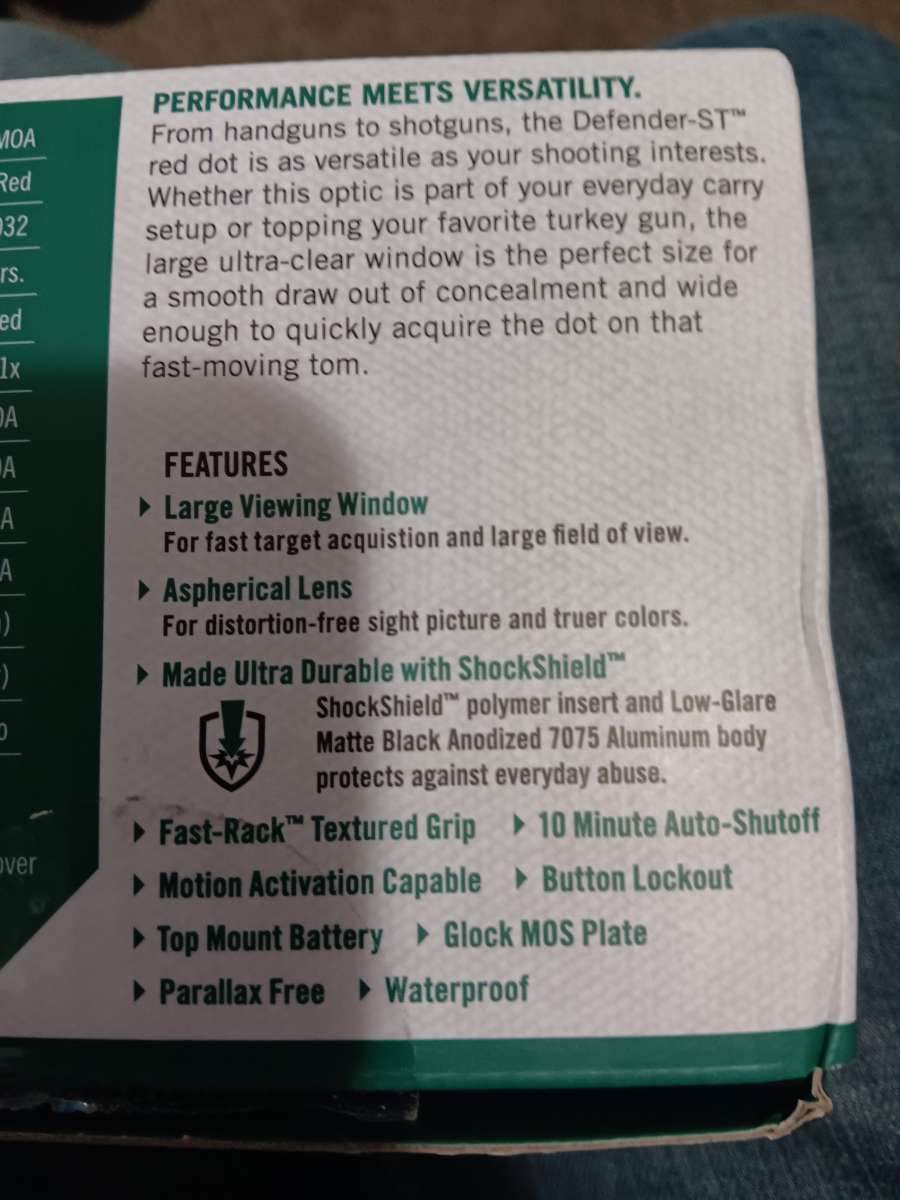 vortex defender st red dot