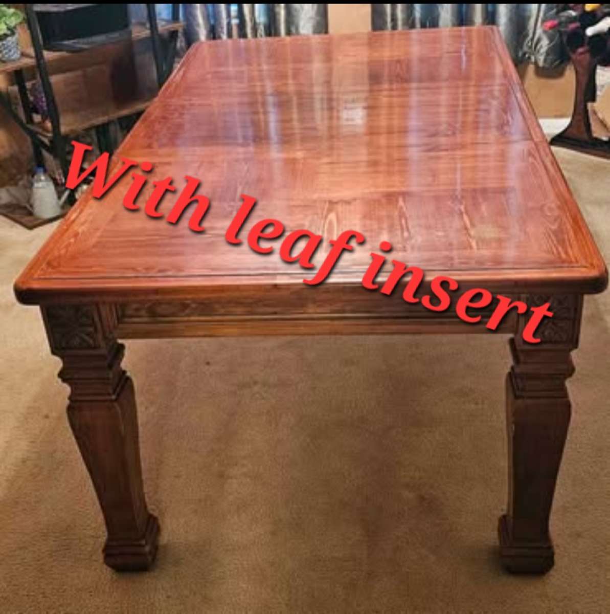 Solid wood dining table with insert