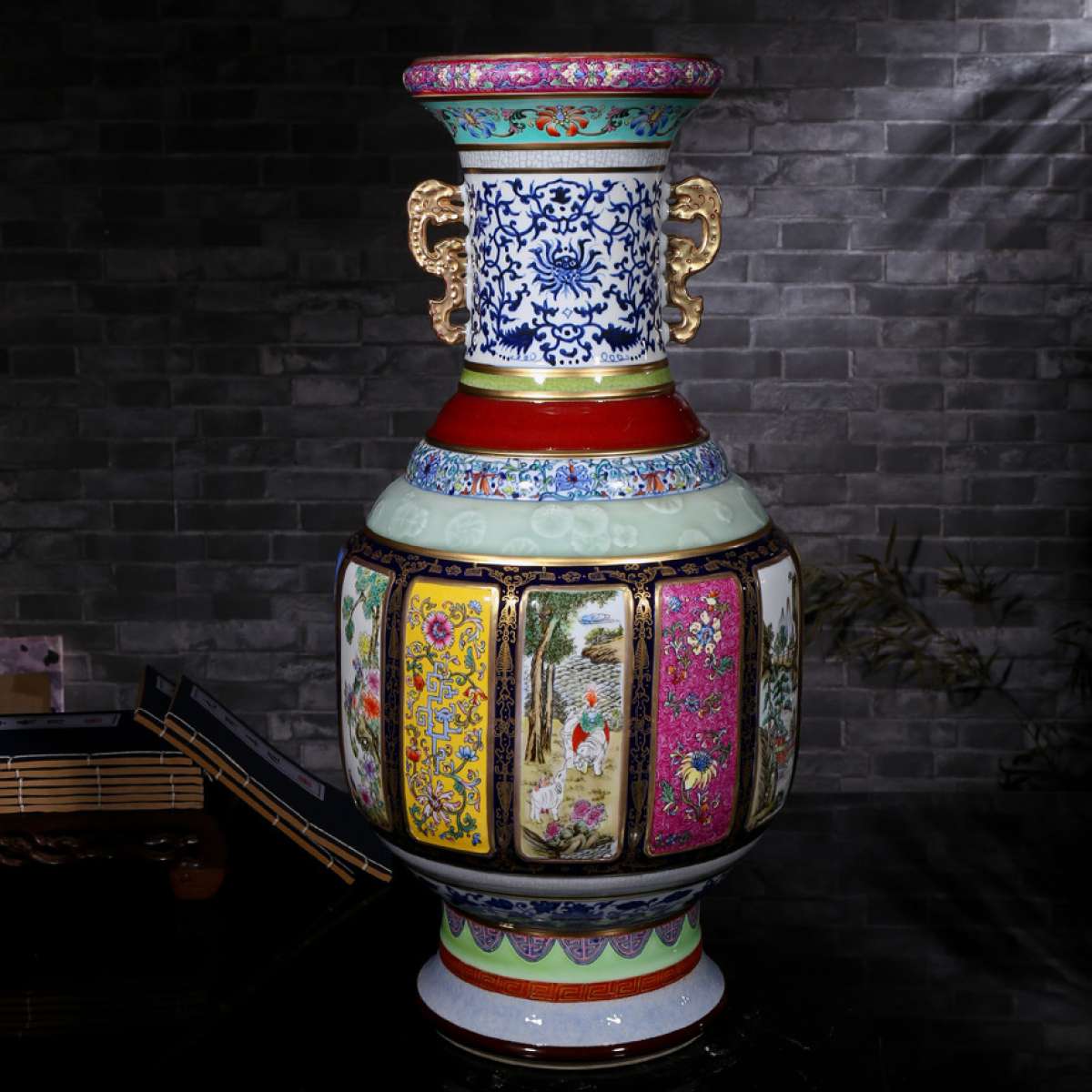 Chinese ceramic famille rose vase Asian antique porcelain