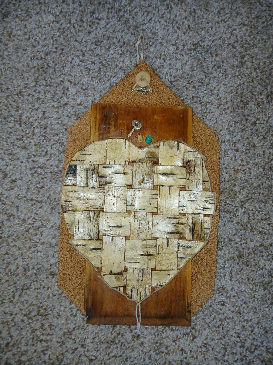 Birch Bark Heart handcrafted wall hanging