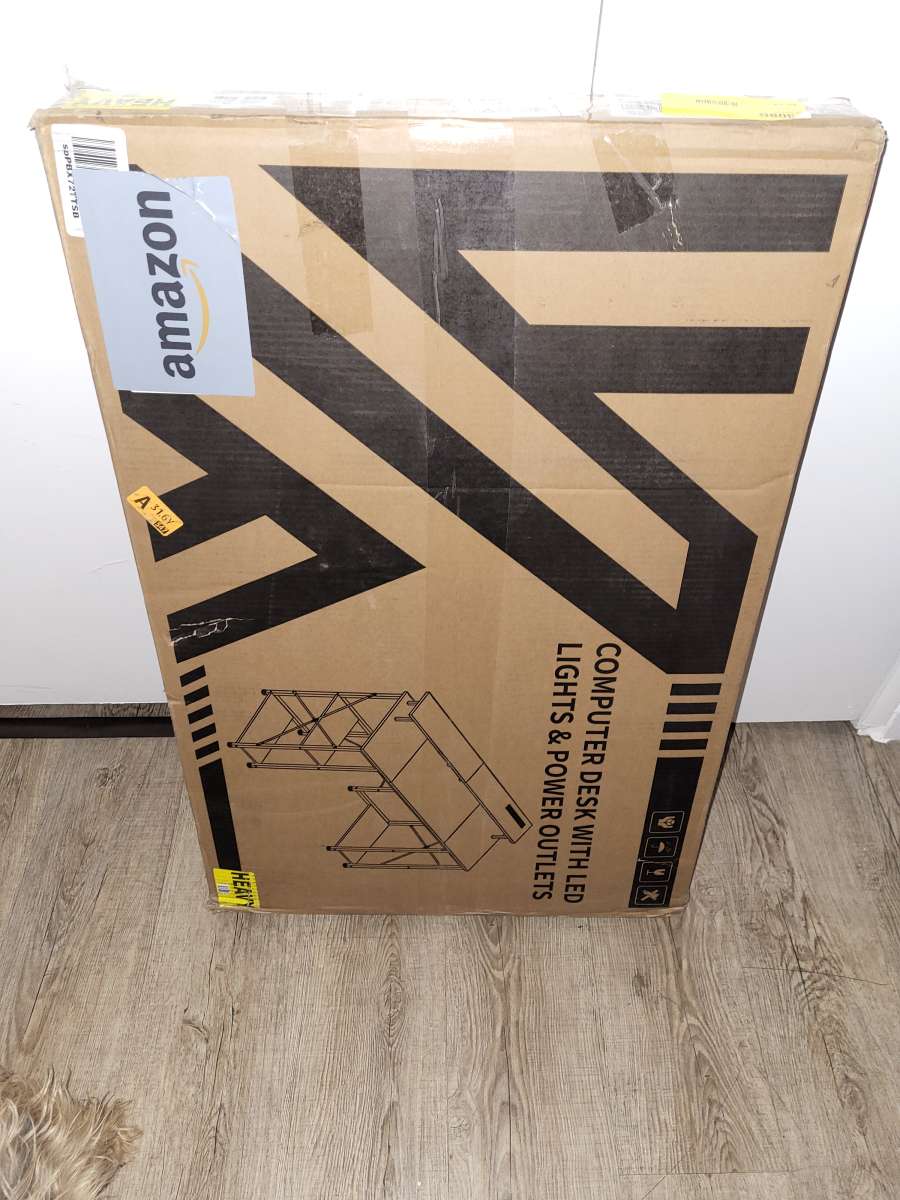 ODK Gaming Desk with Led Lights and Charging Station