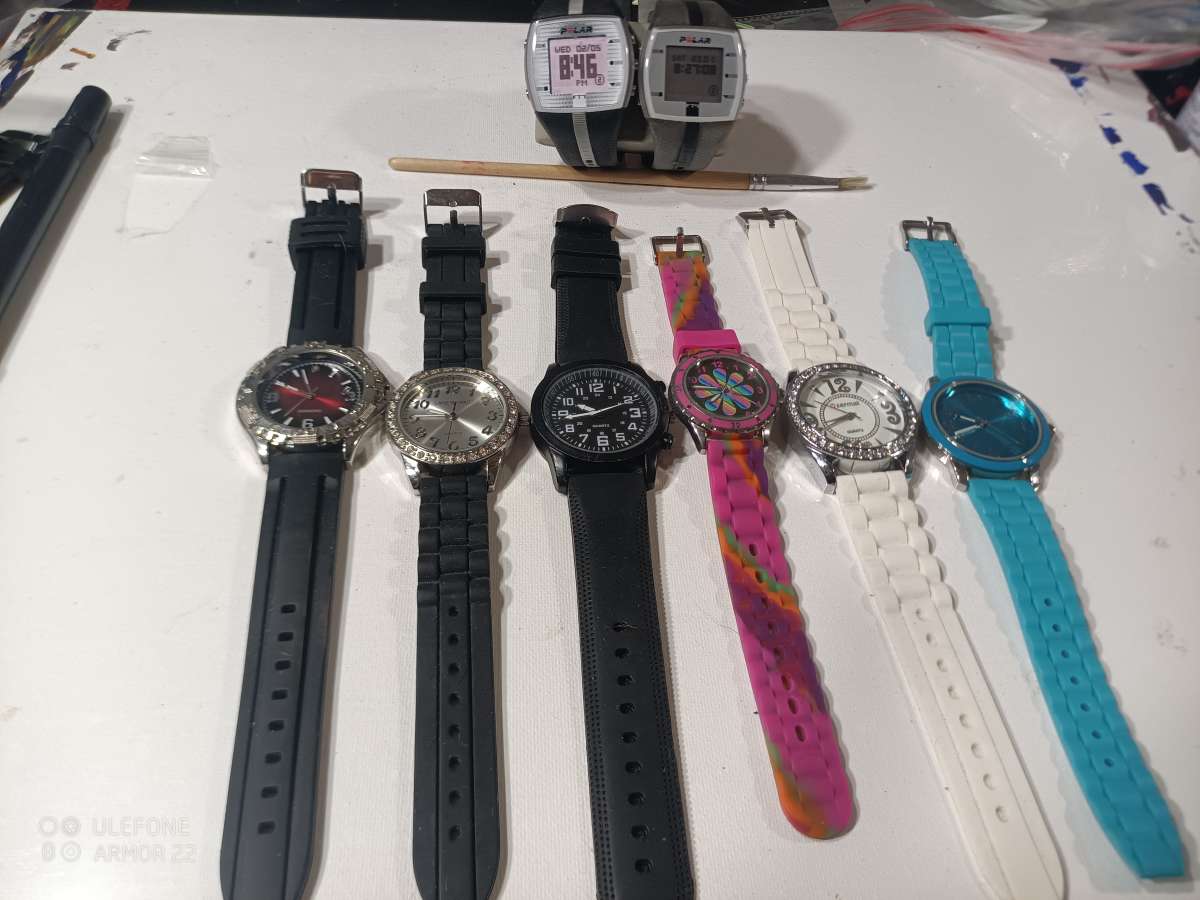 Silicone  Rubber Plastic Watches 10 Each