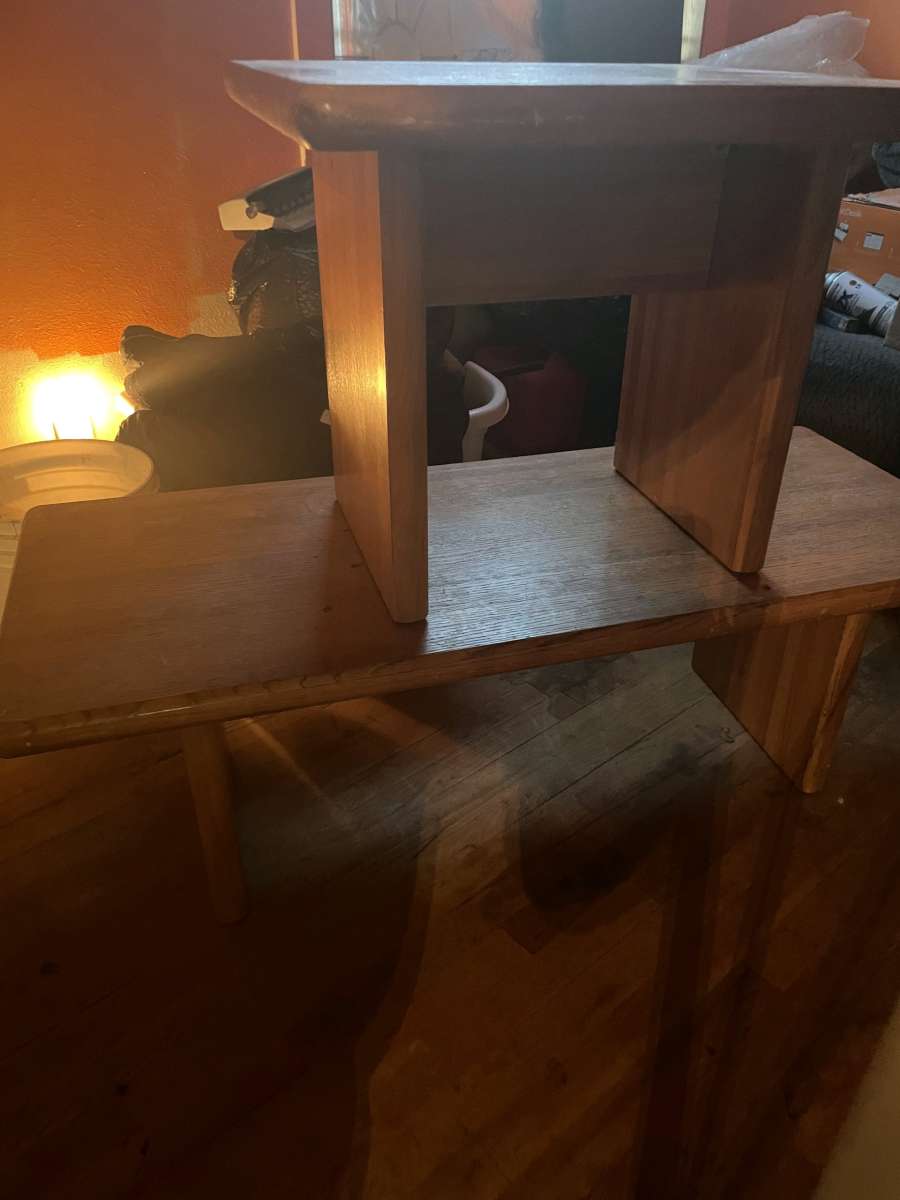 wooden coffee table and end table