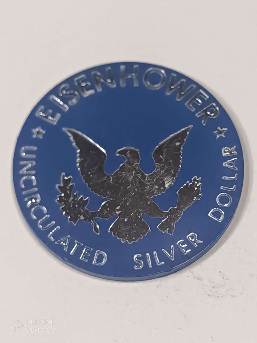 Eisenhower Silver Dollar BLUE IKE Plastic Token Poker CHIP M