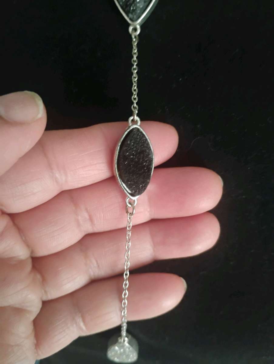Fabulous Black Druzy Quartz Necklace