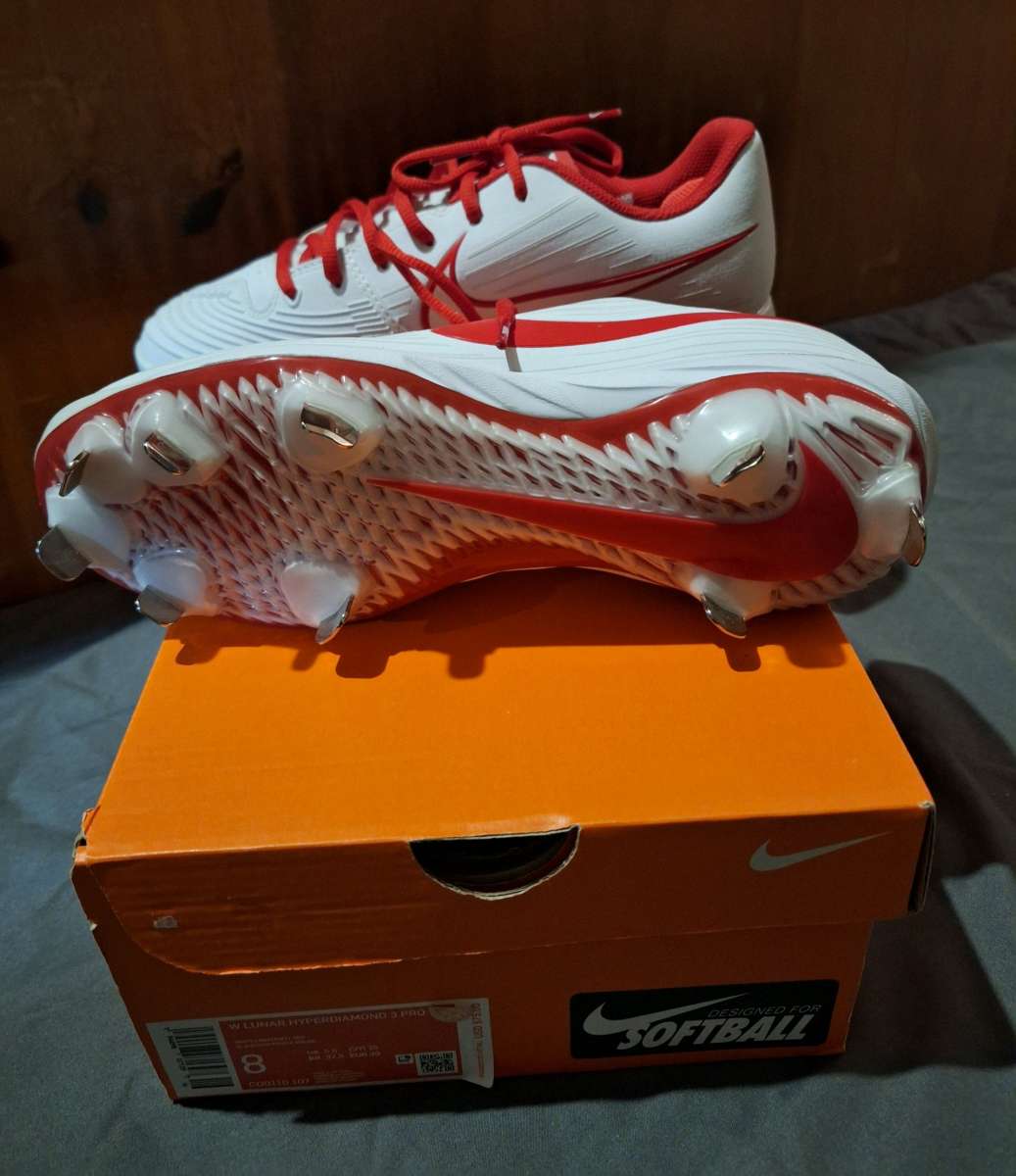 Nike Lunar Hyperdiamond Womens RedWhite Softball Cleats