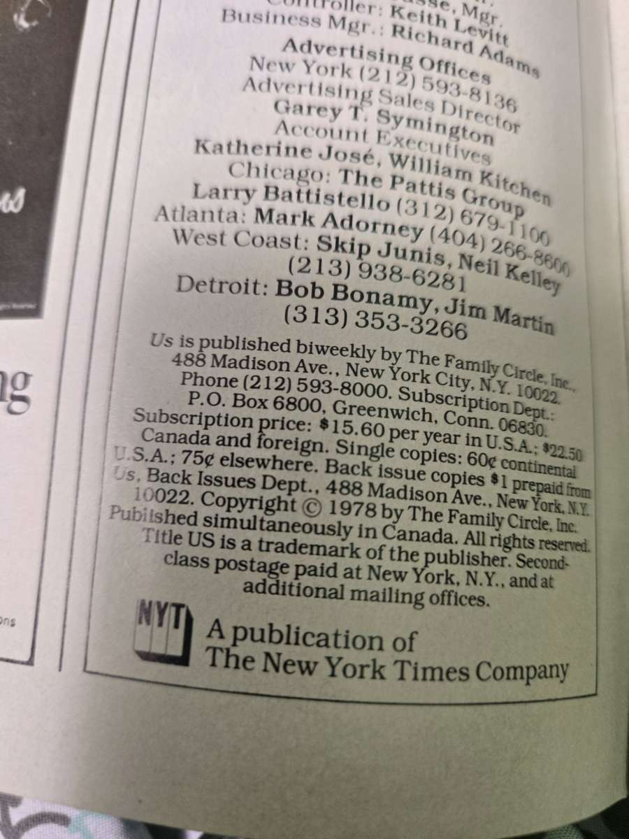 US Magazine January 24th 1978