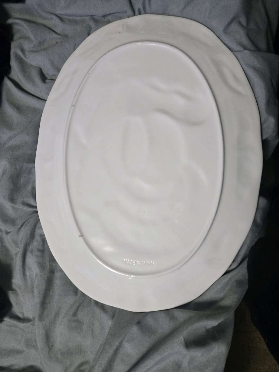 Vintage TURKEY PLATTER  Embossed Ceramic Hand Painted JAPAN