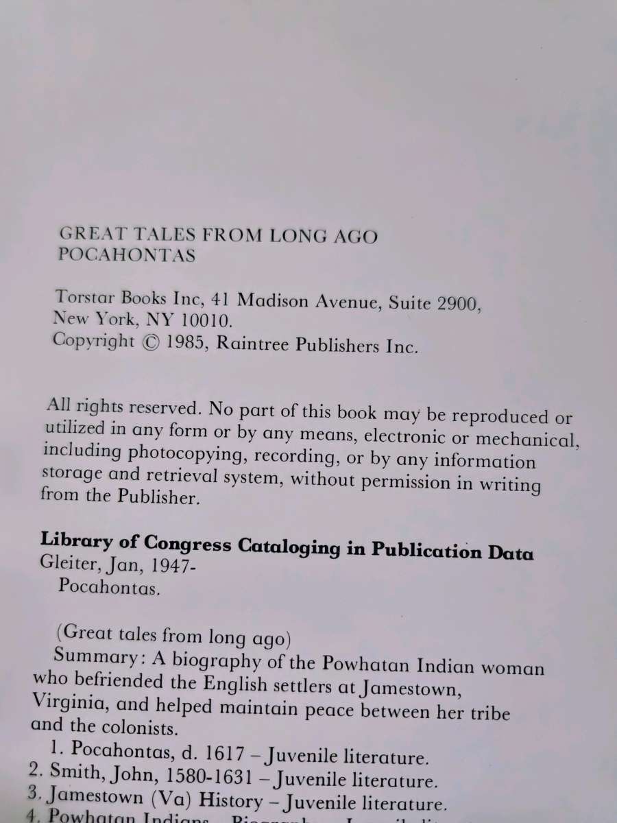 Great Tales From Long Ago Pocahontas