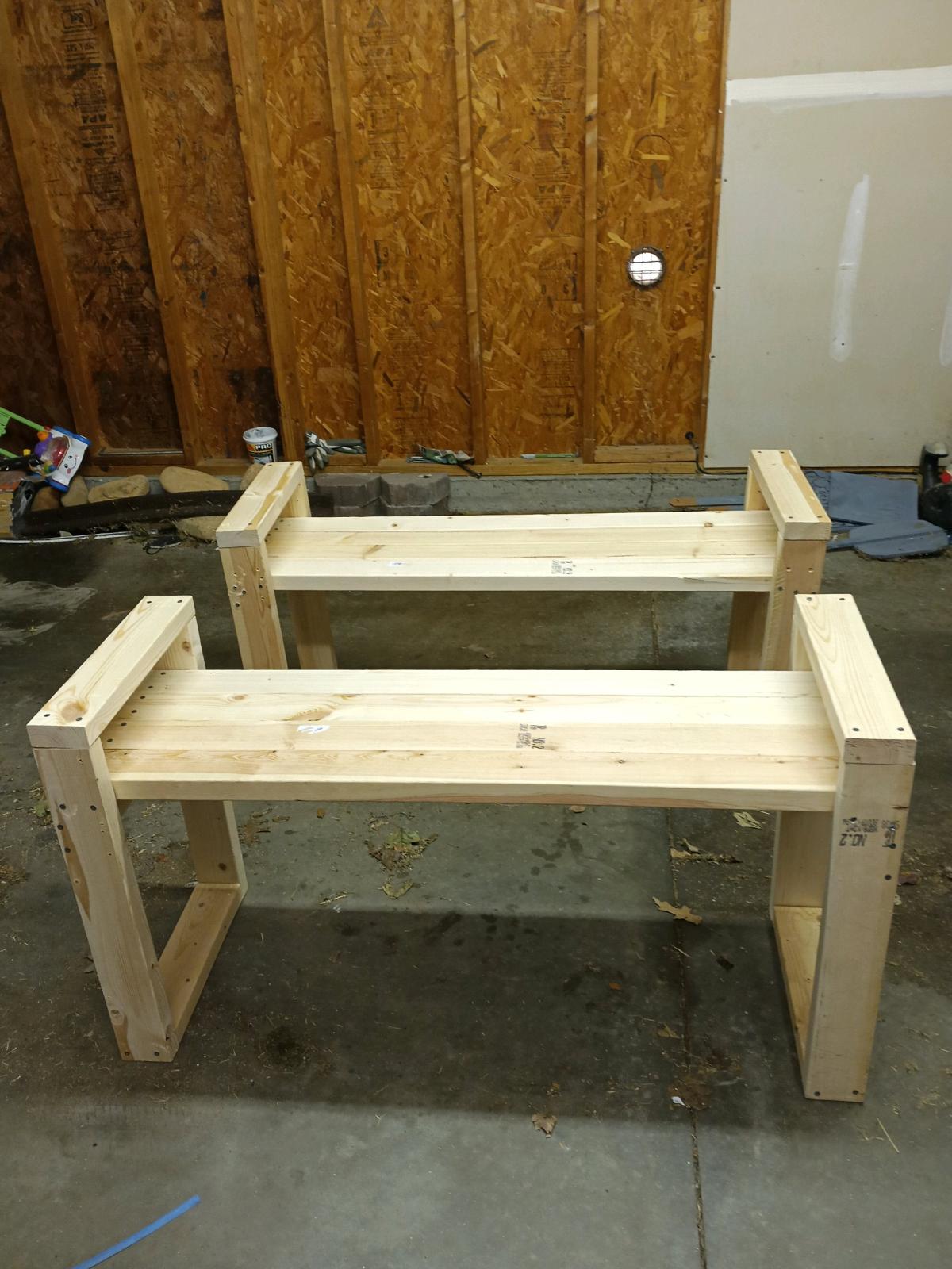 Benches entry way deck are porches